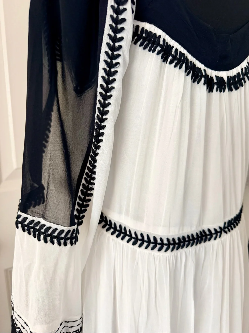 Anthropologie White and Black Embroidered Maxi Dress - Picture 7 of 8